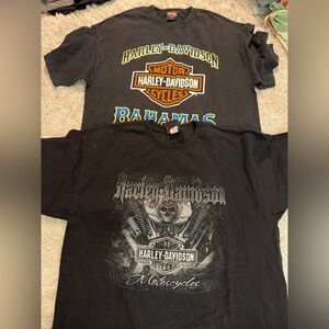 Harley-Davidson Black Tee with Orange, Blue and Yellow Logos